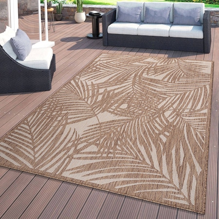 World Rug Gallery Contemporary Palm Leaf Textured Flat Weave Indoor/Outdoor Area Rug 7'10" x 10' Brown 118BROWN8X10